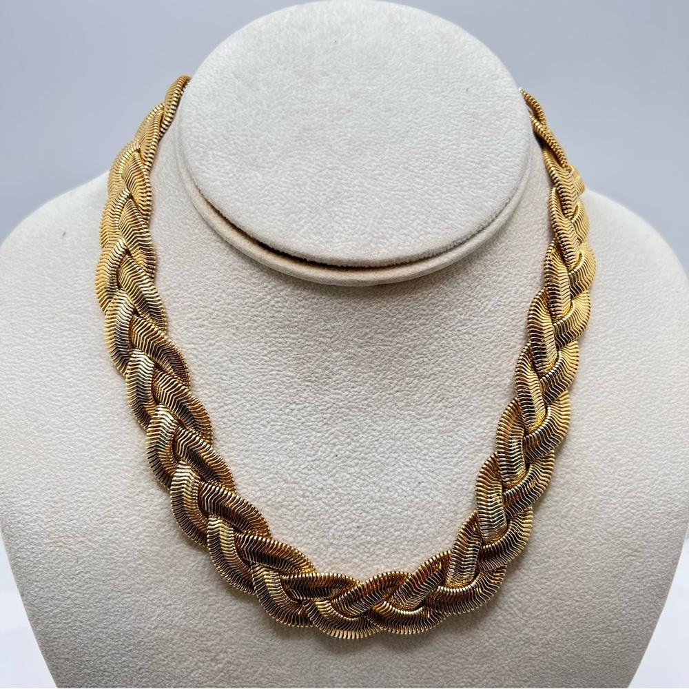 Luxurious Gold-Tone Braided Necklace